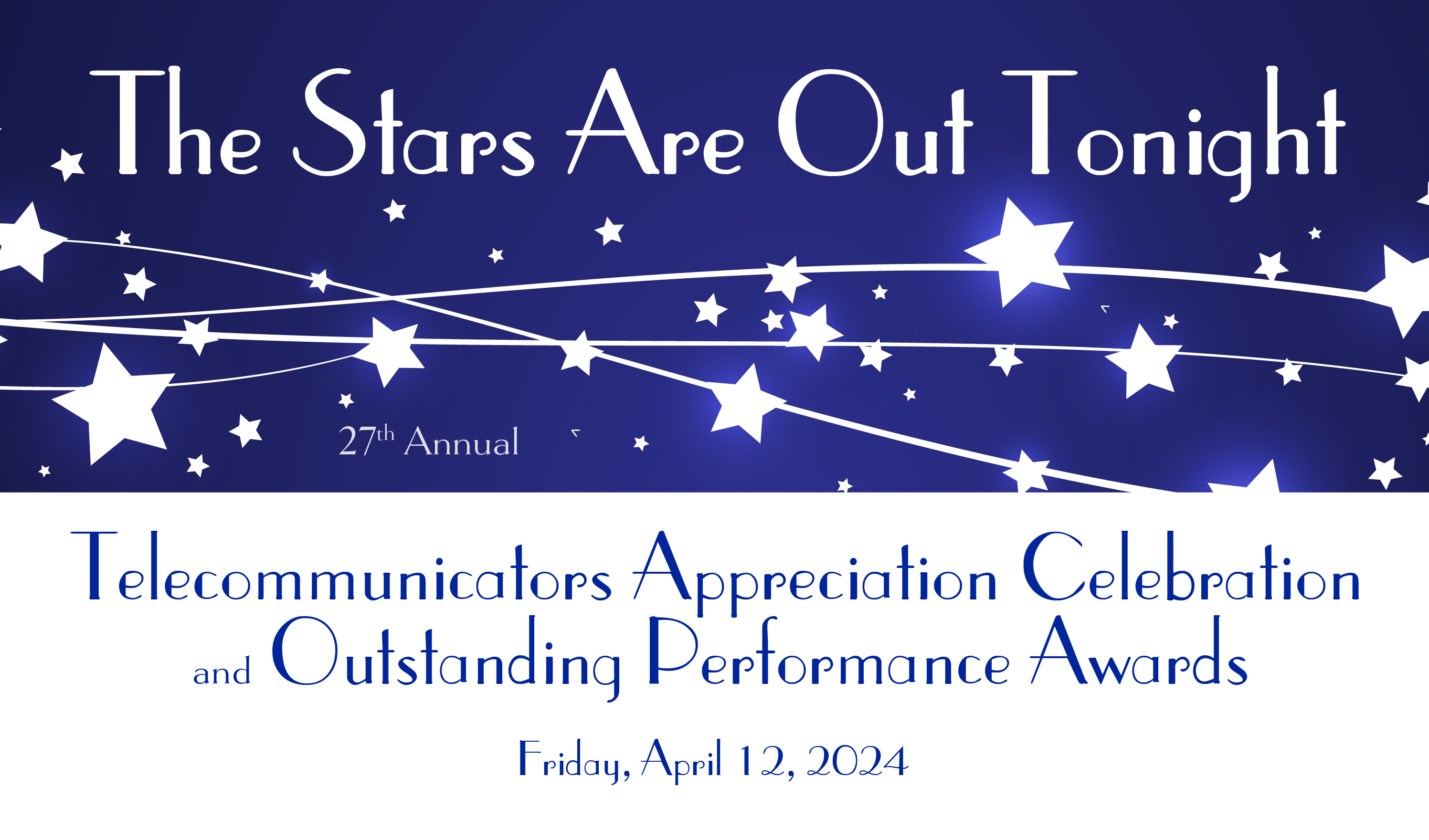 Telecommunicators Appreciation Celebration event logo with the theme The Stars Are Out Tonight