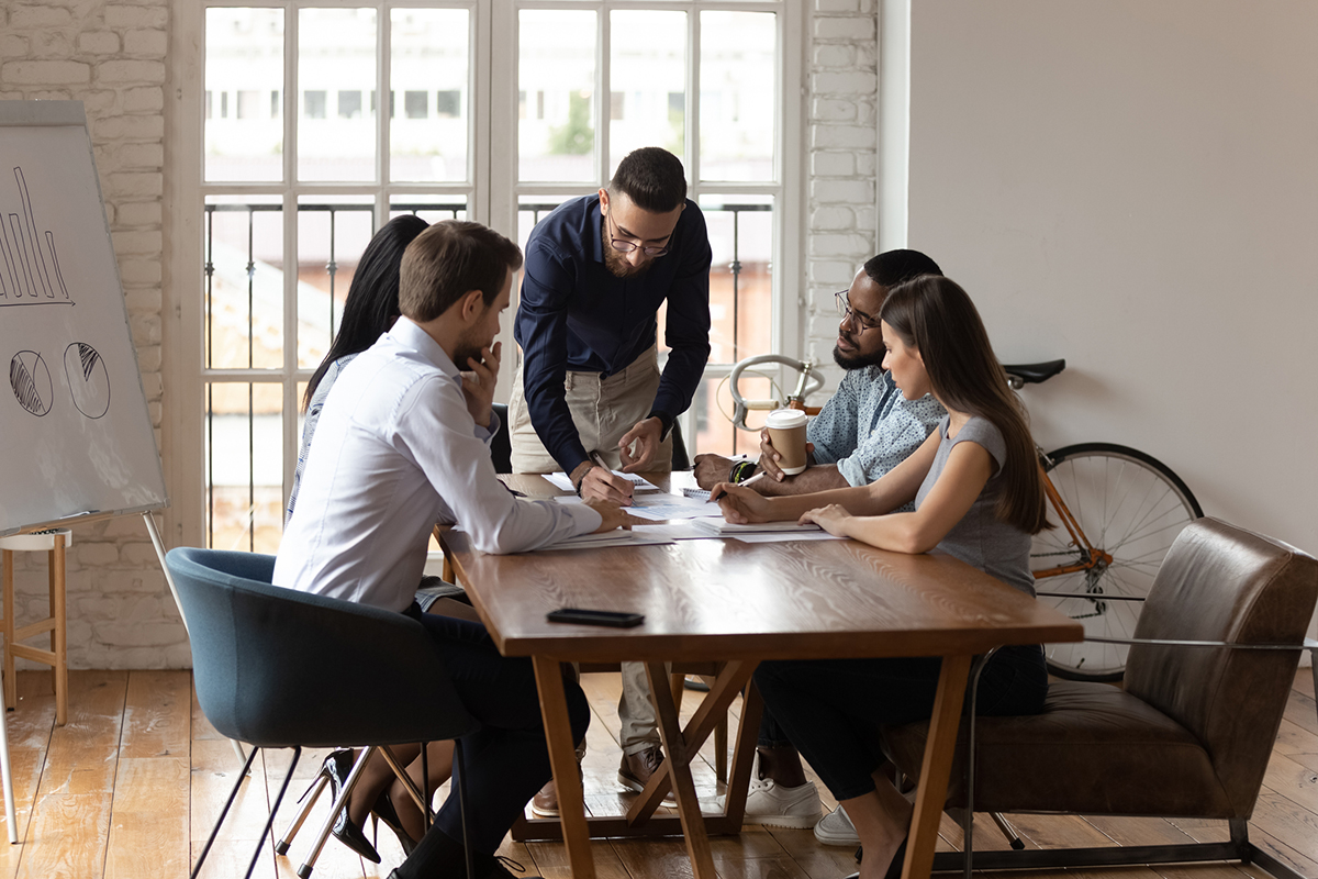 Business team collaborating at a table