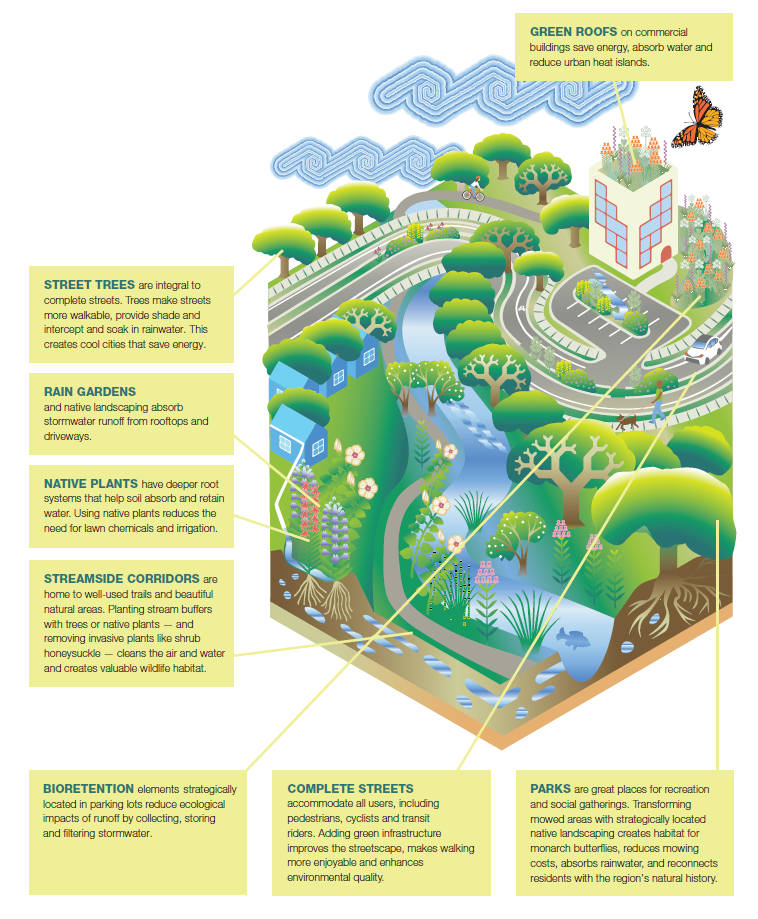 Green Infrastructure illustration with annotation