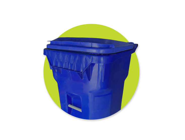 A recycling bin on a green background