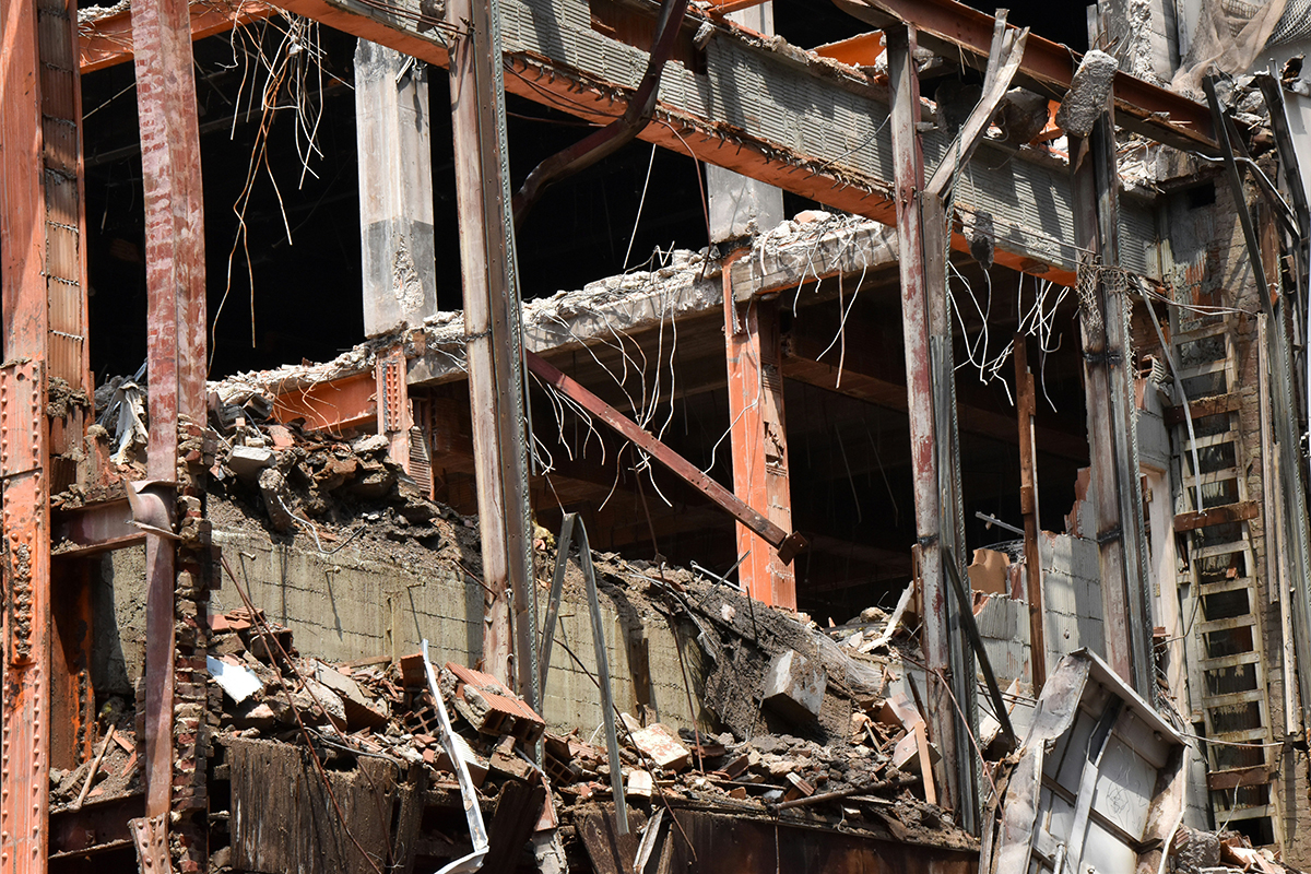 Inside a building being demolished