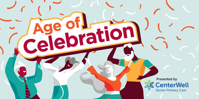 Age of Celebration banner with sponsor