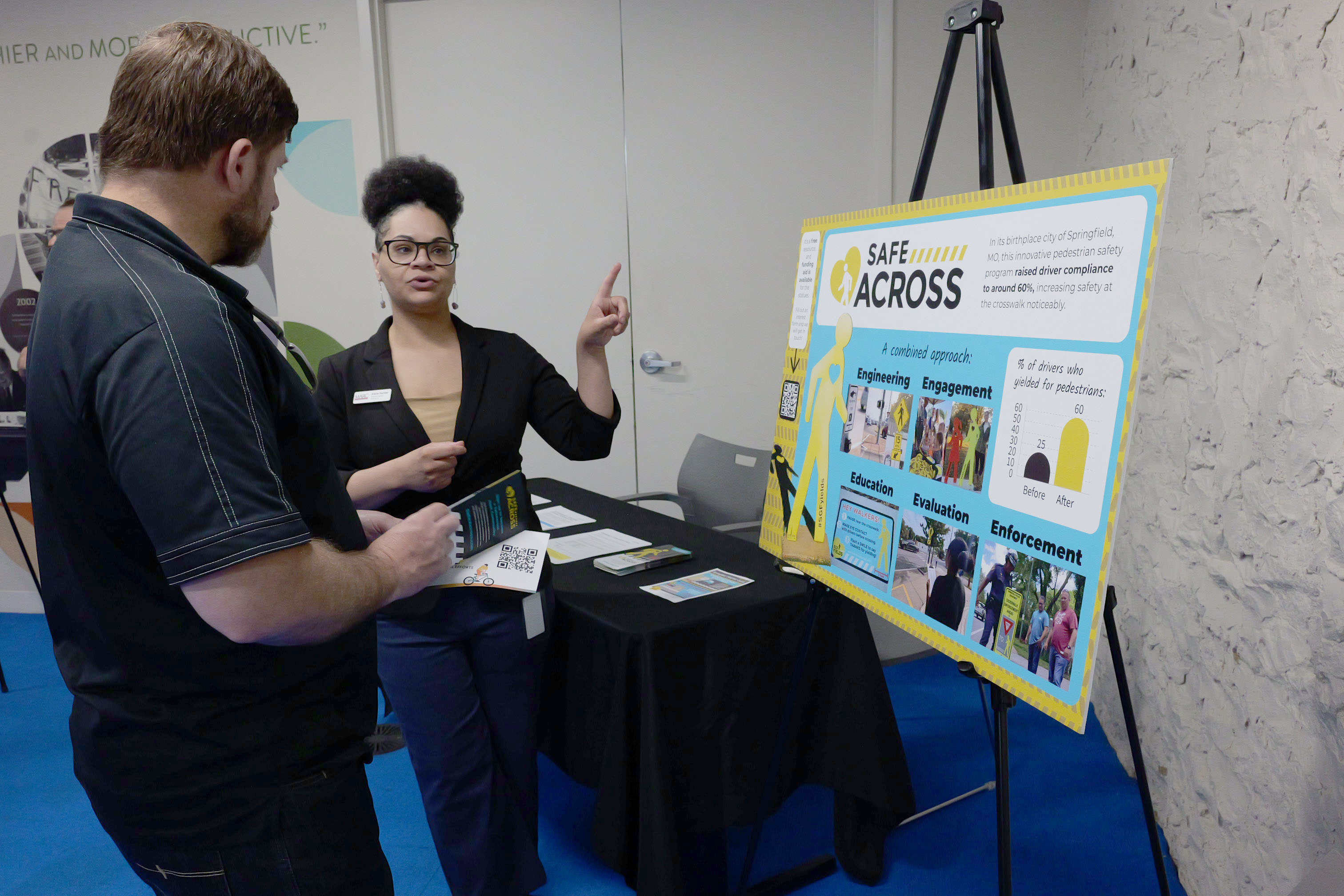 WAY TO GO team standing next to their board