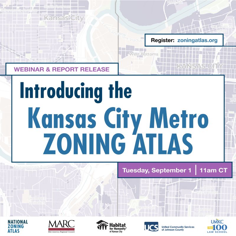 Introducing the Kansas City Metro Zoning Atlas promotional image with September 1, 11 AM CDT information