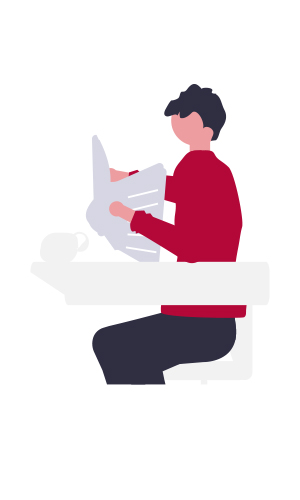 Illustration of a person reading a newspaper