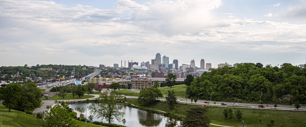 Kansas City skyline overlooking I35
