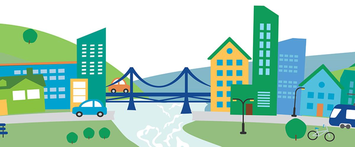An illustration representing the Bi-State Sustainable Reinvestment Corridor. For decorative use only.