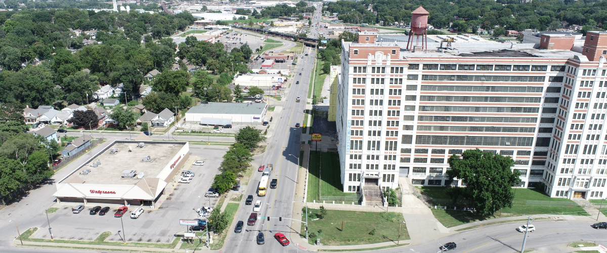 Aerial view of Independence Ave and Hardesty 