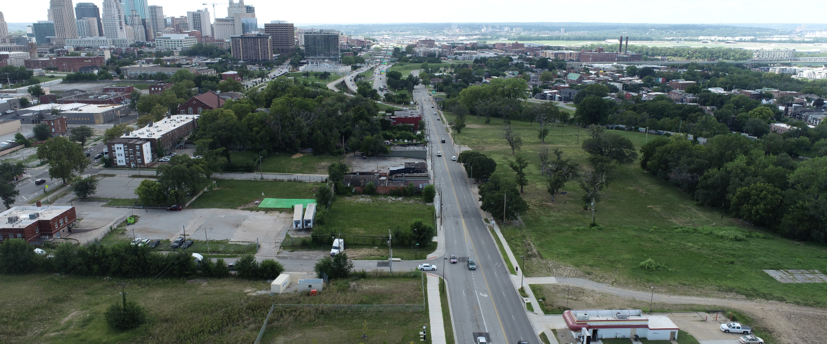 Partial view of downtown KC skyline from Columbus Park