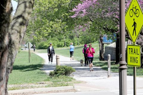 People walking on the Trolley Track trail