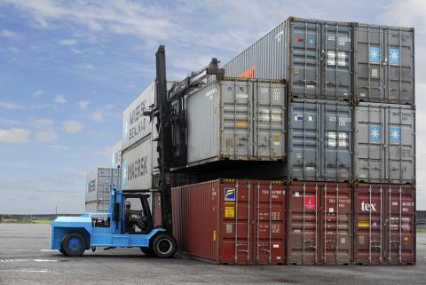 Forklift and cargo shipping containers