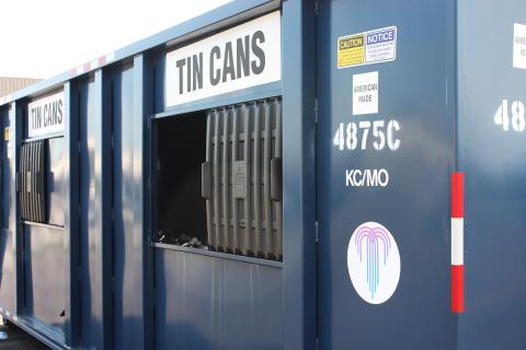 Recycling container at a recycling center