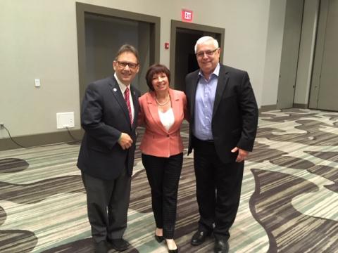 Pictured above from left to right:  Geof Benson, outgoing NARC president; Olathe Councilwoman Marge Vogt; and Cass County Commissioner Jimmy Odom, MARC Board First Vice Chair.