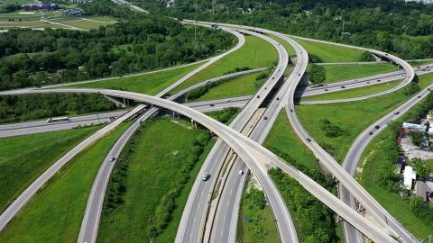 Aerial view of interstate exchange