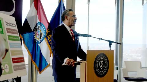U.S. Rep. Emanuel Cleaver II announces the Bistate Sustainable Reinvestment Corridor.