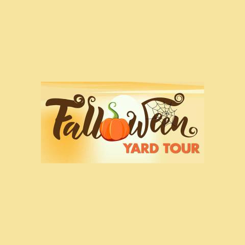 Fall O Ween Yard Tour logo with pumpkin and spiderweb