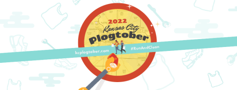 Plogtober Event Sunday, October 16 in Kansas City. Image of two runners picking up trash. www.kcplogtober.com #RunAndClean