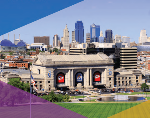 Skyline view of Kansas City with Union Station in the foreground