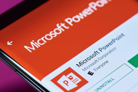 Microsoft PowerPoint displayed on a tablet screen