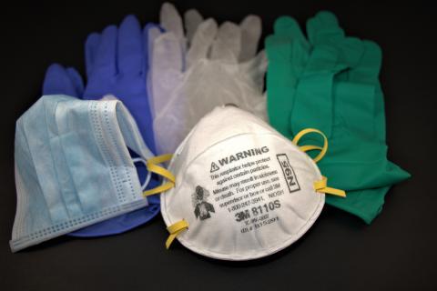 Latex gloves and protective masks