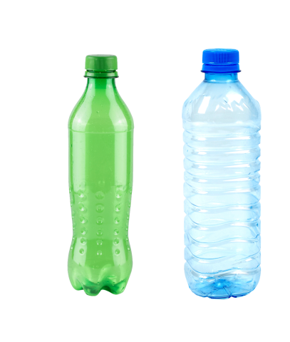Two plastic bottles of varying size and shape
