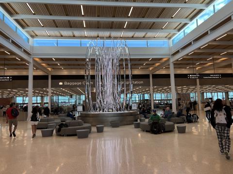 KCI airport terminal fountain
