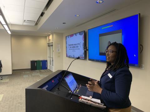 Toni Sturdivant presenting during the MARC board meeting