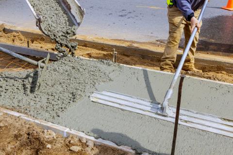 Concrete pour for sidewalk improvement
