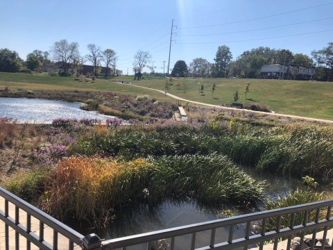 An example of a stormwater retention area along Troost