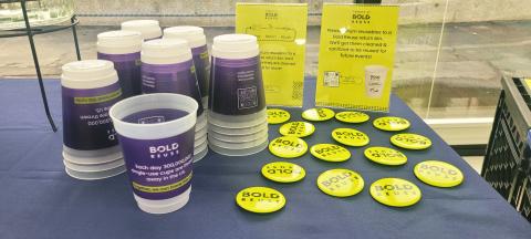 Examples of the Bold Reuse cups on a table