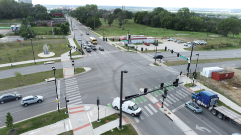 Aerial view of Independence Ave and Paseo intersection