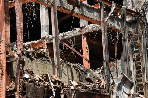 Inside a building being demolished