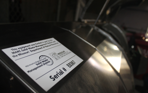 Sticker informing about equipment being paid for in part by the MARC Solid Waste Management District