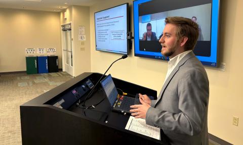 Cy Splichal, transportation planner, speaks to the MARC Board of Directors.