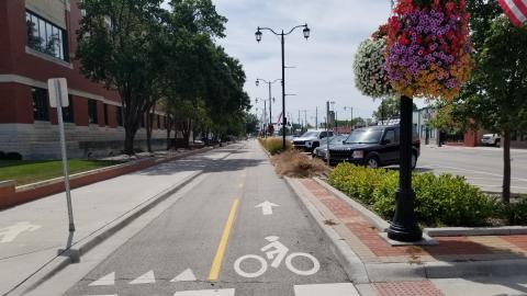 Kansas Ave streetscape in downtown Olathe as part of a Planning Sustainable Places study implemented