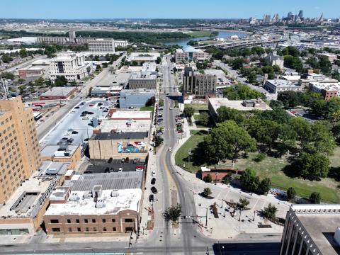 Aerial view of downtown Kansas City, Kansas