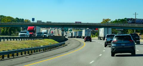 Roadway interchange with traffic