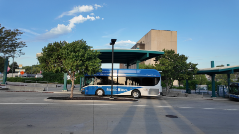 Bus parked at Mission Transit Center