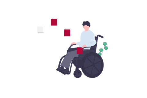 Illustration of a person in a wheelchair
