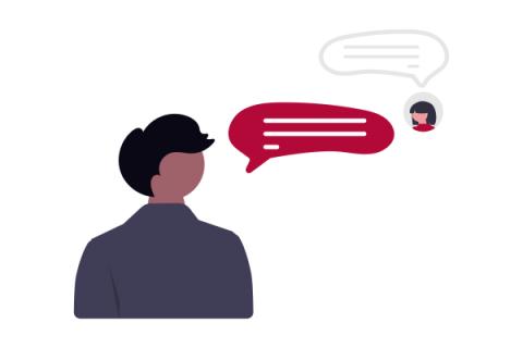 Illustration of two people talking