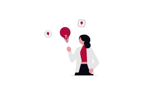 Illustration of a person with a lightbulb