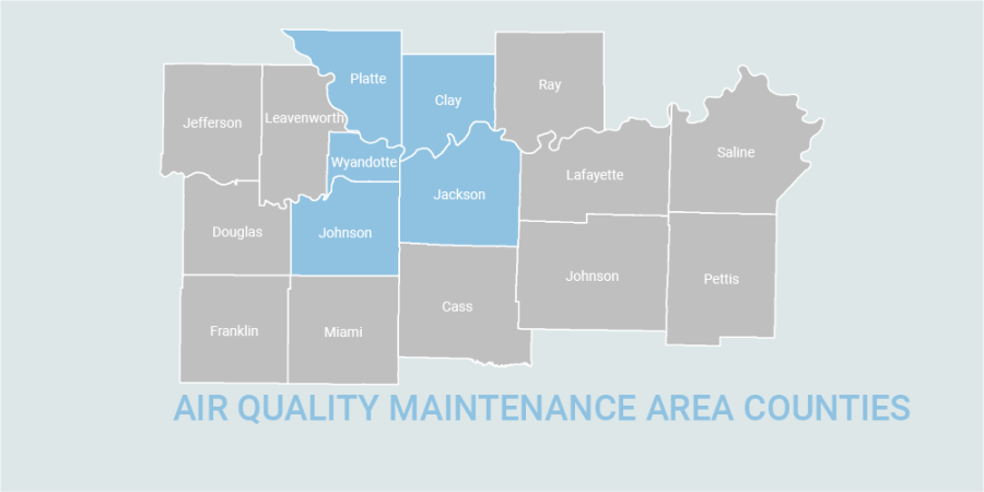Air Quality Maintenance Area counties map