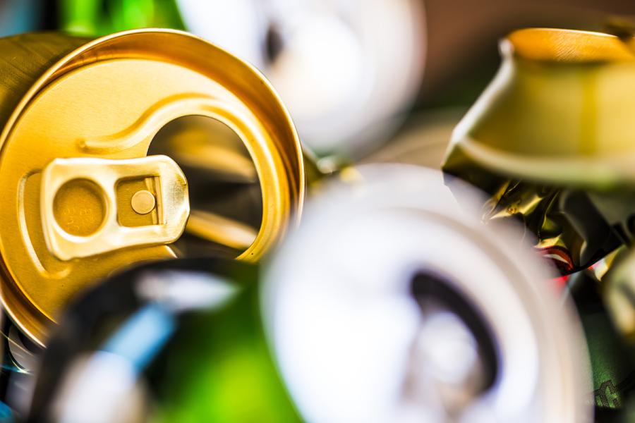 Aluminum cans up close