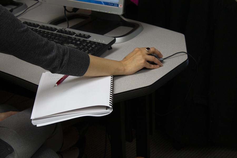 Person using a computer mouse