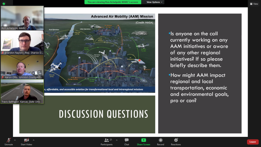 Screenshot from the Advanced Air Mobility virtual meeting