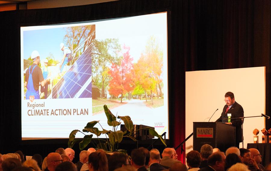 Damien Bole, Mayor Smithville, Missouri, speaks during the 2022 Regional Assembly