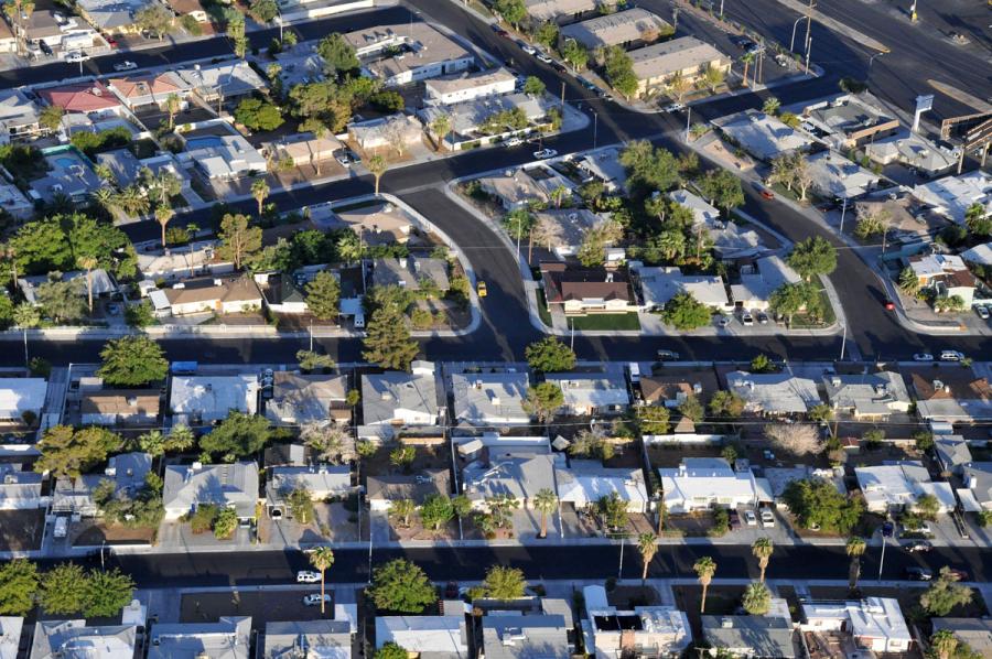 aerial view of suburban housing