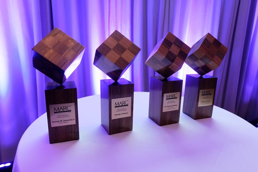 Regional Leadership Awards on a table prior to the event