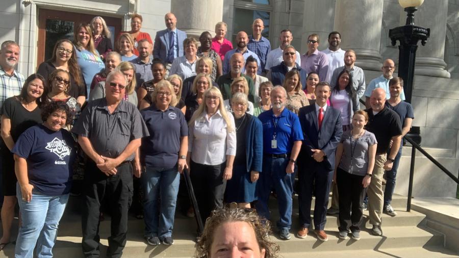 MARC staff taking selfie with Leavenworth County staff for #CityHallSelfie Day.