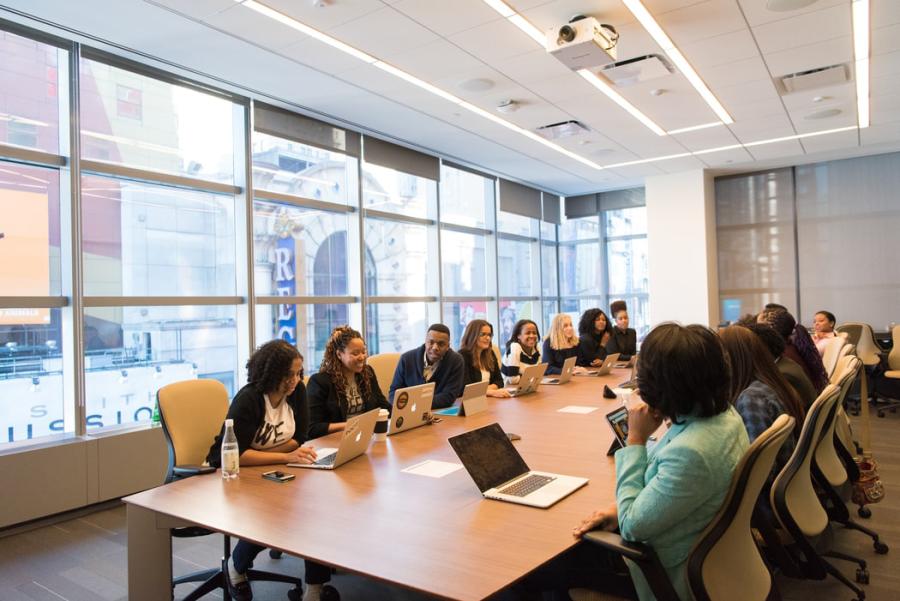 A group of people at a business table